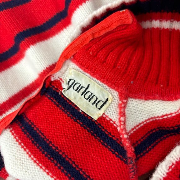 Vintage 60s Striped Sweater Mod Turtleneck Women's Neck Zip Pullover - Picture 6 of 11